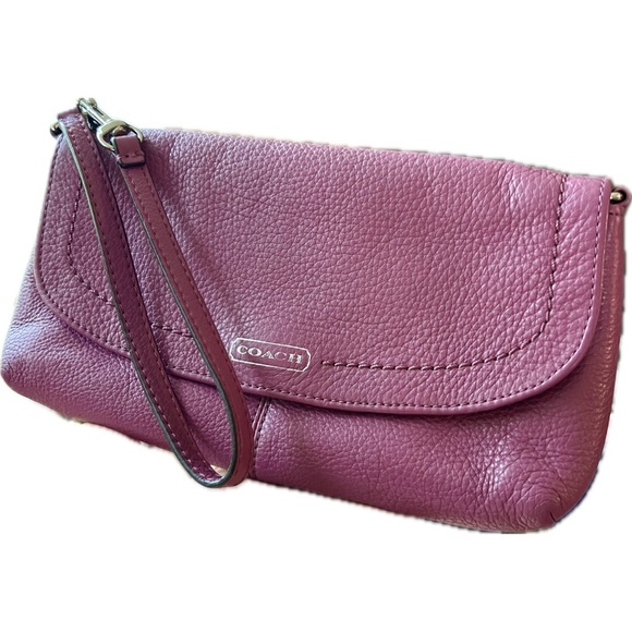 Coach Purple Pebbled Leather Clutch - Picture 4 of 15